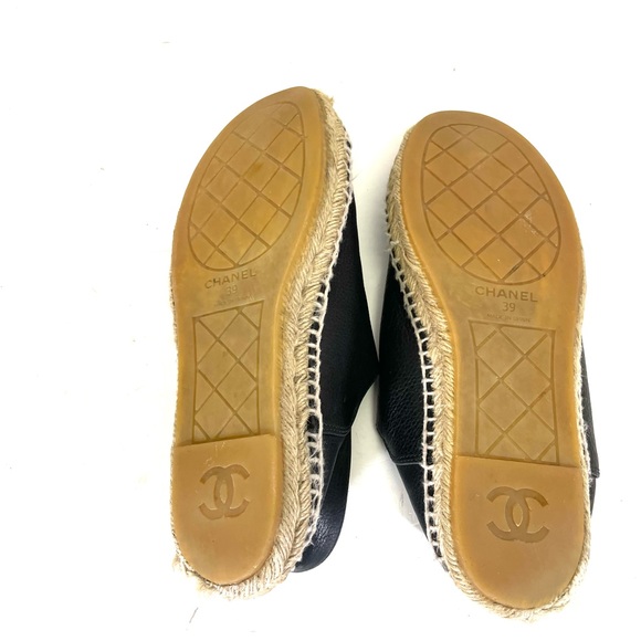Chanel Black Leather Cap Toe Espadrilles size 39 - Picture 10 of 10